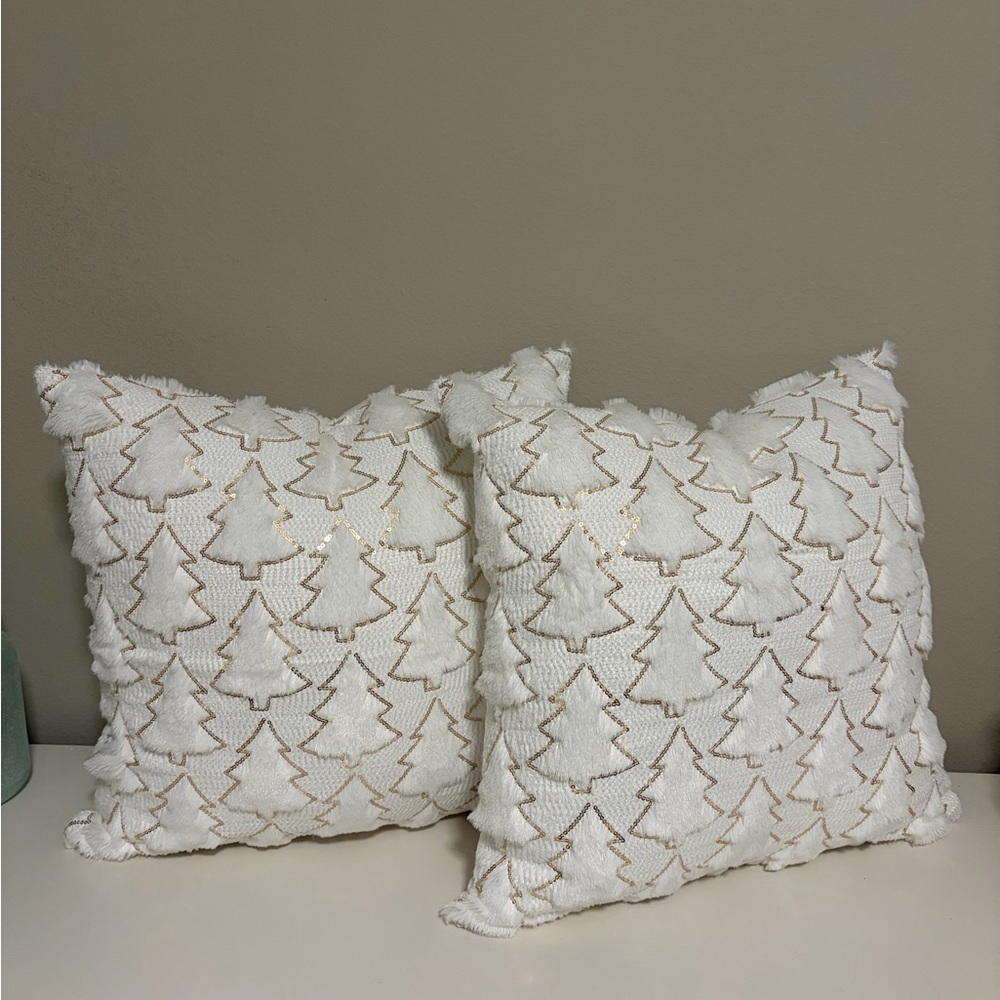 White and Gold Tree Pillow Cases